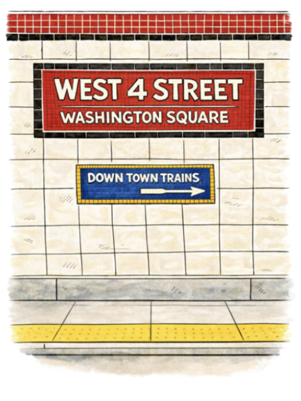 West 4 St – Washington Sq station sign